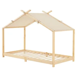 [En.Casa] Lit enfant Brome bois de pin 90 x 200 cm naturel beige en.casa*Enfant Lit Enfant