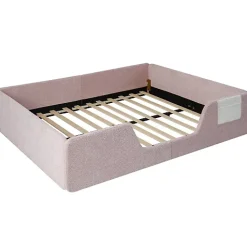 ModernLuxe Lit enfant capitonné 140x190 cm - avec barrières de sécurité amovibles - avec sac de rangement - rose (matelas non inclus)* Lit Avec Rangement
