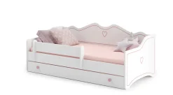 Lit enfant EMY 160x80cm avec tiroir - rose - Avec Matelas - coeur>Htmeubles New