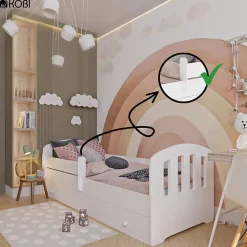 Kobi Lit enfant Felix 160x80 avec tiroir blanc* Ensemble Sommier Et Matelas