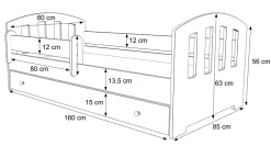 Kobi Lit enfant Felix 160x80 avec tiroir blanc* Ensemble Sommier Et Matelas