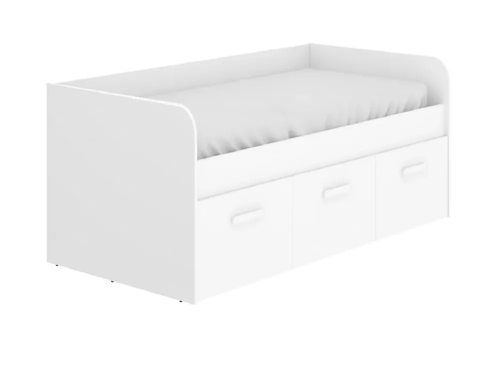 Pegane Lit enfant gigogne 90 x 190 cm en mélamine coloris blanc avec 3 tiroirs - Longueur 194.3 x Profondeur 97 x Hauteur 60 cm* Tête De Lit