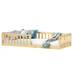 Lit enfant GUSTAVO avec sommier type Montessori 90x190 cm en bois massif - Naturel>Idimex Best