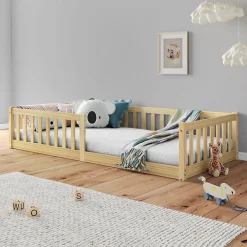 Lit enfant GUSTAVO avec sommier type Montessori 90x190 cm en bois massif - Naturel>Idimex Best