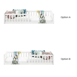 Lit enfant GUSTAVO avec sommier type Montessori 90x190 cm en bois massif - Blanc><noscript><img width=