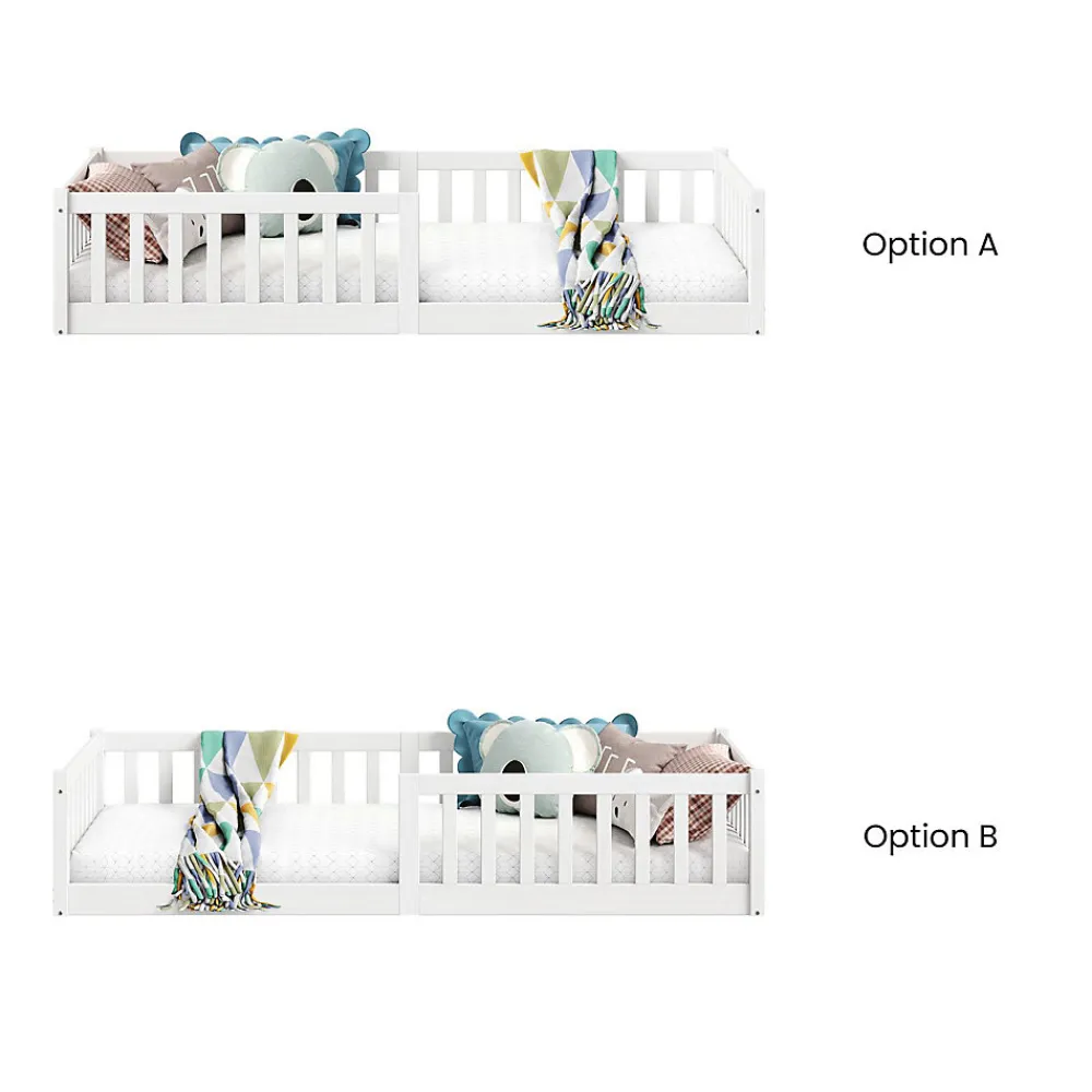 Lit enfant GUSTAVO avec sommier type Montessori 90x190 cm en bois massif - Blanc>Idimex Best
