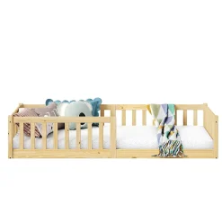 Idimex Lit enfant GUSTAVO type Montessori, couchage 90x200 cm, en pin massif naturel*Enfant Lit Enfant