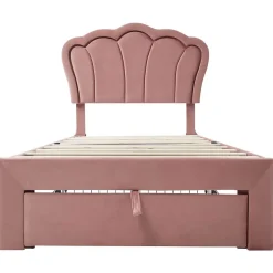 Blackcolors Lit enfant LED 90X200cm Tiroirs Contrôle par application mobile Rose*Enfant Lit Enfant