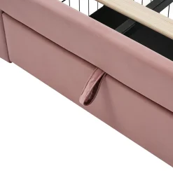 Blackcolors Lit enfant LED 90X200cm Tiroirs Contrôle par application mobile Rose*Enfant Lit Enfant