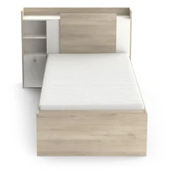 Demeyere Lit enfant LIFE 1 personne - 90X190/200 - Rangements - Décor Chene et blanc - - Fabriqué en France*Enfant Lit Enfant
