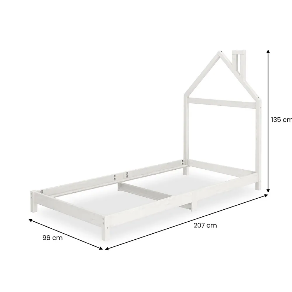 Idimex Lit enfant LIZ 90 x 200 cm en pin massif - Blanc*Enfant Lit Enfant