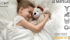 Lit enfant LOU avec tiroir balustrade et matelas inclus - Fée rose - 160 cm x 80 cm><noscript><img width=
