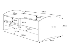 Htmeubles Lit enfant LOU avec tiroir balustrade et matelas inclus - Pelleteuse - 160 cm x 80 cm* Ensemble Sommier Et Matelas