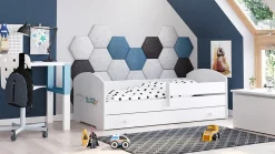 Lit enfant LUK avec tiroir et barreau 140x70 Airplane>Kobi New