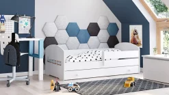 Lit enfant LUK avec tiroir et barreau 140x70 Poc iąg>Kobi New