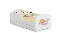 Kobi Lit enfant LUK avec tiroir et barreau 140x70 Mermaid* Lit Avec Rangement