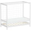 Lit enfant 80x160cm avec matelas H10cm blanc en bois but de foot et sommier à lattes>Ml-Design Outlet
