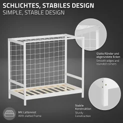 Lit enfant 80x160cm avec matelas H10cm blanc en bois but de foot et sommier à lattes><noscript><img width=