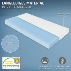 Lit enfant 90x200cm avec matelas H16cm naturel en bois forme de maison et sommier à lattes><noscript><img width=