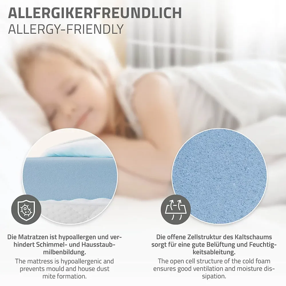 Ml-Design Lit enfant 90x200cm avec matelas H10cm naturel en bois but de foot et sommier à lattes*Enfant Lit Enfant