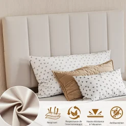 ProximaX Lit enfant rembourré 90x200 cm, lit coffre hydraulique, lit haut coffre en lin doux pour la peau, beige* Lit Coffre