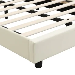 Lit enfant rembourré 90x200 cm - tête de lit en forme de biscuit - avec sommier à lattes - PU+contreplaqué - Beige(sans matelas)><noscript><img width=