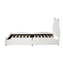 Fortuna lai Lit Enfant Rembourré 90x200 Cm, Avec Tête De Lit En Forme D'ours En Velours Doux Pour La Peau, Blanc*Enfant Lit Enfant