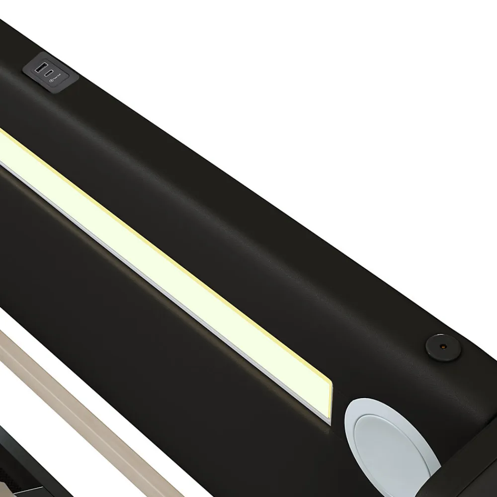Lit Enfant Rembourré 90x200cm Avec Bande Lumineuse LED Et Chargement USB, Sommier à Lattes, Noir>Fortuna lai Best