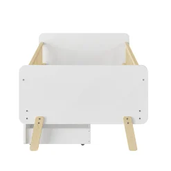 Lit enfant Simple 90x190 cm Bois Blanc avec 2 Tiroirs et Sommier À Lattes, Multifonction pour Chambre Fille Ou Garçon, Blanc><noscript><img width=