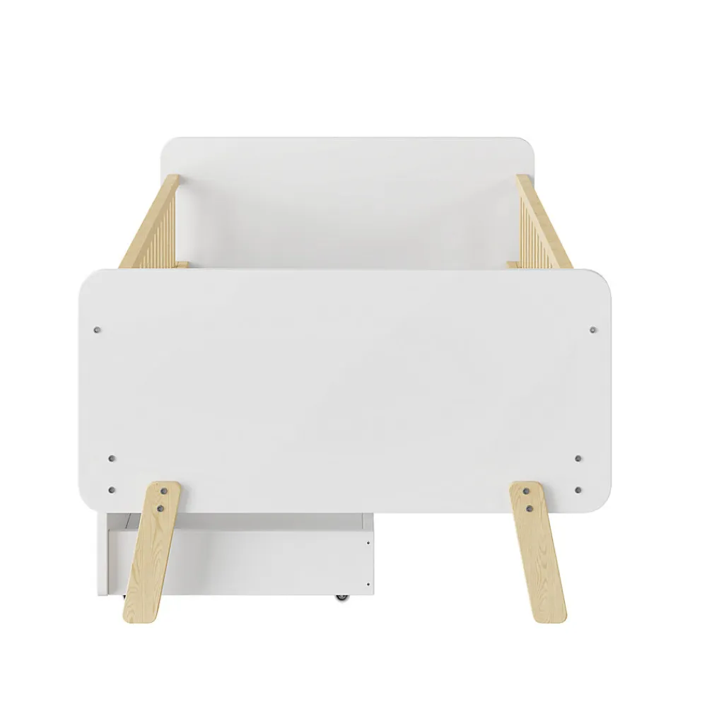 Lit enfant Simple 90x190 cm Bois Blanc avec 2 Tiroirs et Sommier À Lattes, Multifonction pour Chambre Fille Ou Garçon, Blanc>Okwish Hot