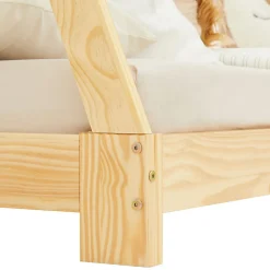 Lit enfant tipi ELIN, 90 x 190 cm en pin massif vernis naturel><noscript><img width=