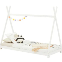 Lit enfant tipi ELIN, 90 x 190 cm en pin massif lasuré blanc>Idimex New