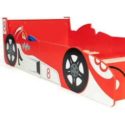 IDMarket Lit enfant voiture formule 1 TEDDI 70 x 140 CM rouge*Enfant Lit Enfant