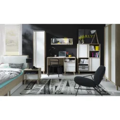 Meublorama Lit enfant 90x200 avec tiroir de rangement MALMO Coloris chene clair et blanc* Lit Avec Rangement
