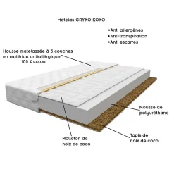 Monmobilierdesign Lit enfant 140X70 Blanc Motif éléphant + matelas mousse sarrasin coco avec tiroir* Lit Coffre