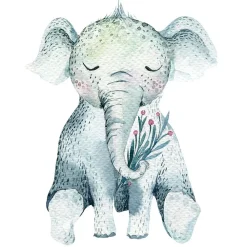 Monmobilierdesign Lit enfant 180X90 Blanc Motif éléphant + matelas mousse avec tiroir* Lit Coffre