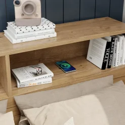 Okwish Lit Enfant 90x200 cm - Lit avec Rangement Multifonction, Tiroirs et Étagères, Lit Simple en Bois Nature - Sans Matelas*Enfant Lit Enfant