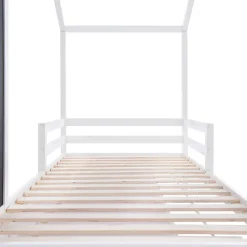 Okwish Lit enfant 90x200 cm - Lit Cabane avec Tableau et 2 Tiroirs, Rangement Pratique, Bois Massif et MDF, Sans Matelas - Blanc*Enfant Lit Enfant