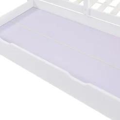 Okwish Lit enfant 90x200 cm - Lit Cabane avec Tableau et 2 Tiroirs, Rangement Pratique, Bois Massif et MDF, Sans Matelas - Blanc*Enfant Lit Enfant