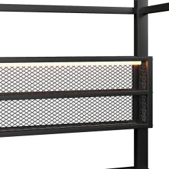 Okwish Lit Enfant 90x200 cm - Lit Cabane avec LED et Barrières, sans Matelas - Cadre Métal Noir*Enfant Lit Enfant