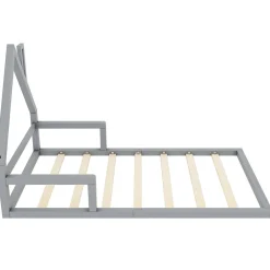 Lit enfant 90x200 cm - Lit Simple Cabane avec Structure en Pin Massif et MDF, design Classique et Solide, Sans Matelas, Gris><noscript><img width=