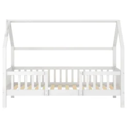 Lit Enfant 90x200 cm - Lit Simple Design Cheminée pour Petit Espace - Sans Matelas - Bois de Pin Blanc><noscript><img width=