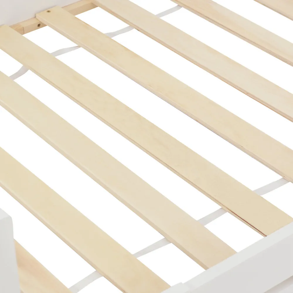 Lit Enfant 90x200 cm - Lit Simple Design Cheminée pour Petit Espace - Sans Matelas - Bois de Pin Blanc>Okwish Clearance