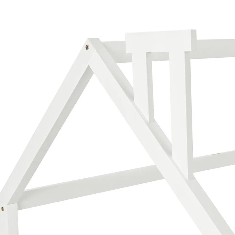 Lit Enfant 90x200 cm - Lit Simple Design Cheminée pour Petit Espace - Sans Matelas - Bois de Pin Blanc>Okwish Clearance