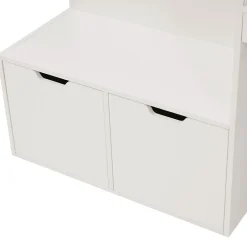 Lit enfant 90x200 cm - Lit simple avec bureau intégré et tiroirs de rangement - Bois massif, pin et MDF - Blanc - Sans matelas><noscript><img width=