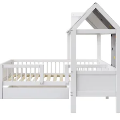 Okwish Lit Enfant 90x200 cm - Lit Simple en Bois avec Tiroir de Rangement - Blanc*Enfant Lit Enfant