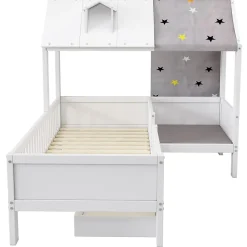 Okwish Lit Enfant 90x200 cm - Lit Simple en Bois avec Tiroir de Rangement - Blanc*Enfant Lit Enfant