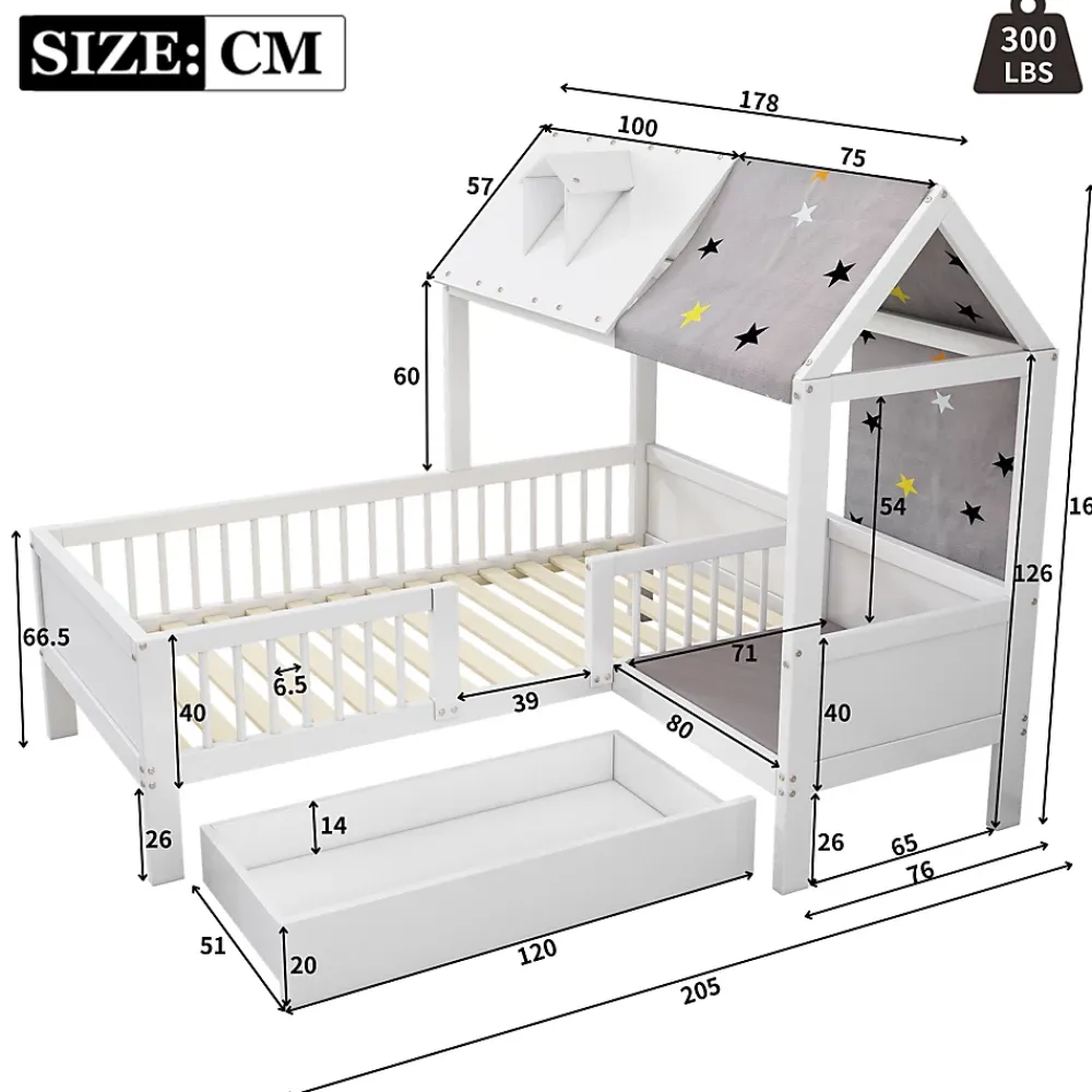 Okwish Lit Enfant 90x200 cm - Lit Simple en Bois avec Tiroir de Rangement - Blanc*Enfant Lit Enfant