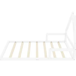 Okwish Lit enfant 90x200 cm - Lit Simple en Pin Massif et MDF, Structure Solide avec 7 Lattes, Sans Matelas, Blanche*Enfant Lit Enfant