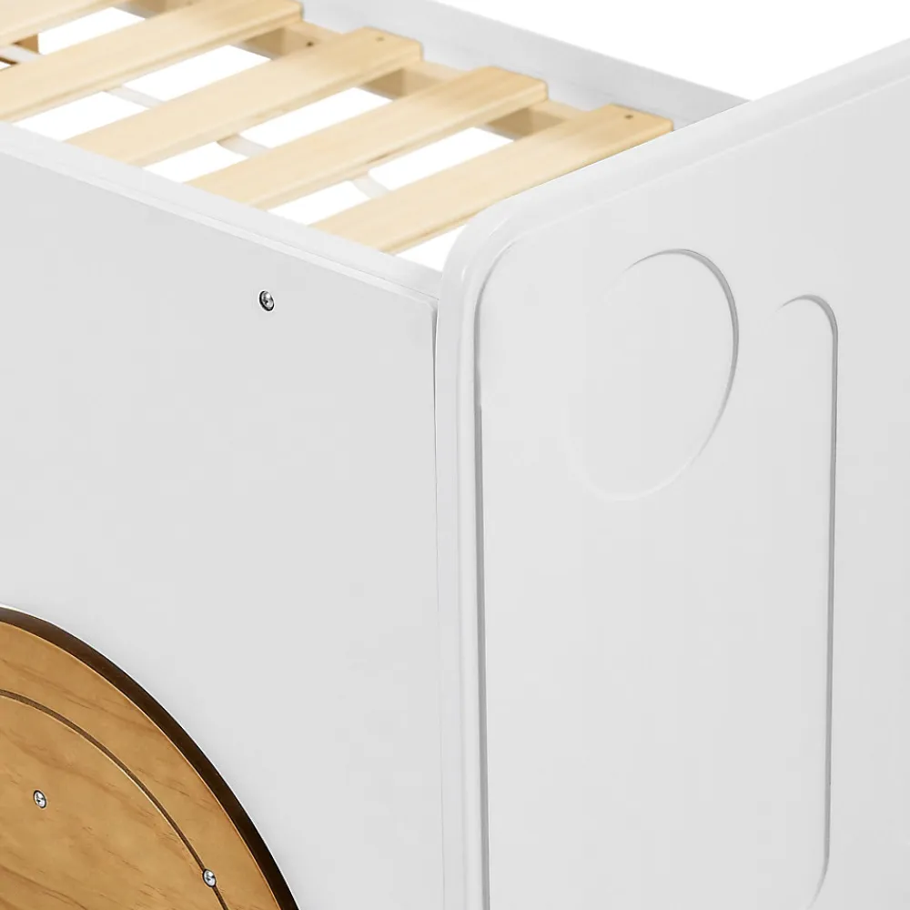 Lit enfant 90x200 cm - Lit Voiture Thématique avec Roulettes Pour enfant - Blanc>Okwish Best